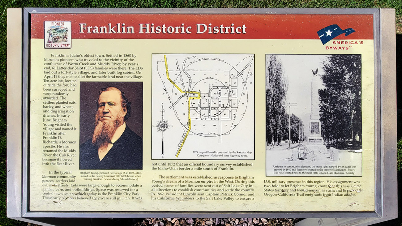 Franklin Historic District in Franklin Idaho Sign