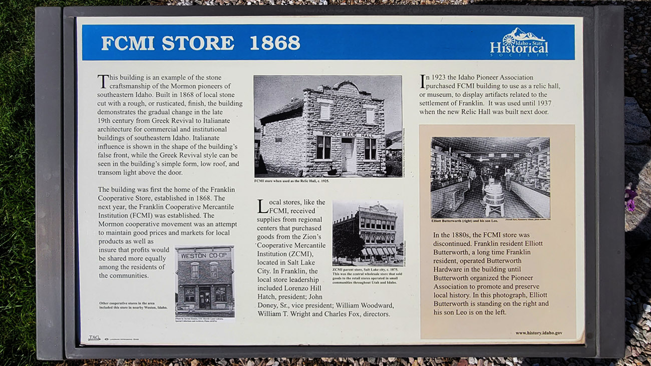 Franklin Historic District in Franklin Idaho ZCMI Store