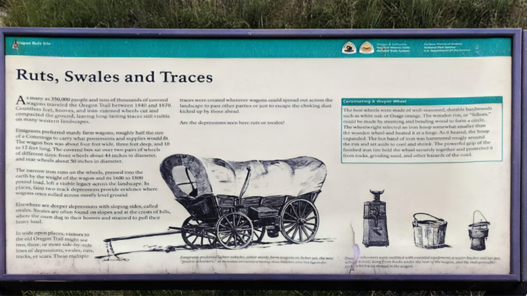 Oregon Trail Park and Marina historic signage in Soda Springs Idaho