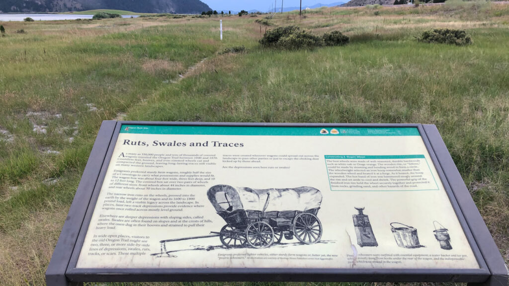 Oregon Trail Park and Marina historic signage and Marker in Soda Springs Idaho