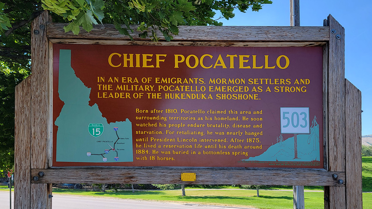 Historic Marker of Chief Pocatello Sign