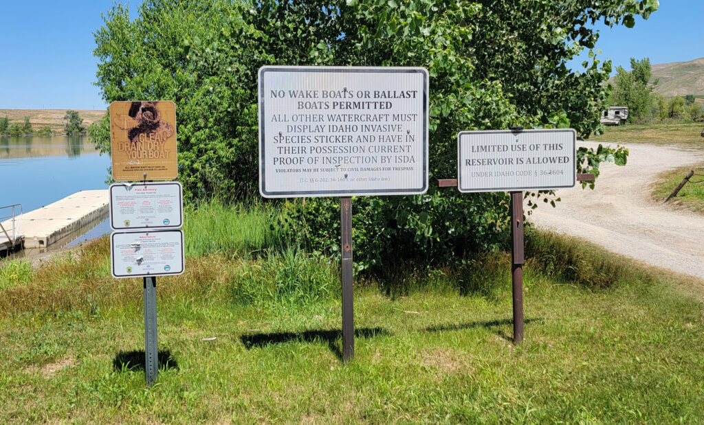 Glendale Reservoir signs near Preston Idaho