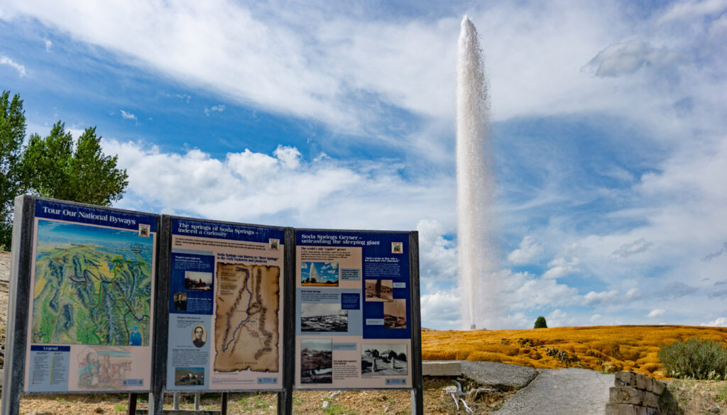 Soda Springs Idaho Man Made Geyser Signage